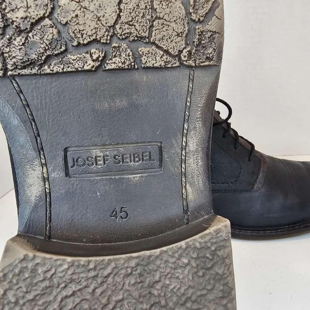 Josef Seibel Men's Black Leather Ankle Boots Size 45 US 11.5
